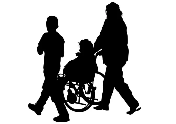 Wheelchair people on white background — Stock Vector