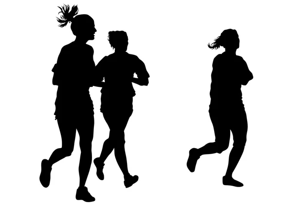 Girls of run sport on white background — Stock Vector