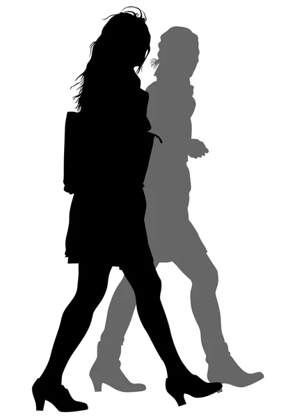 Dos mujeres de belleza sobre fondo blanco — Vector de stock