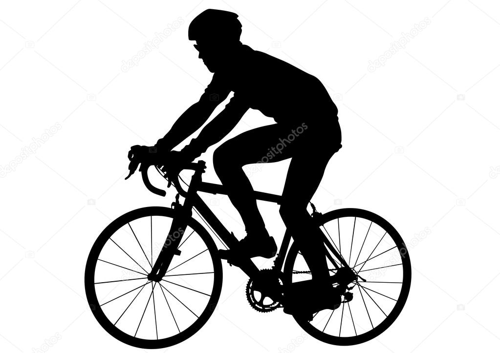 Cyclist race on white background