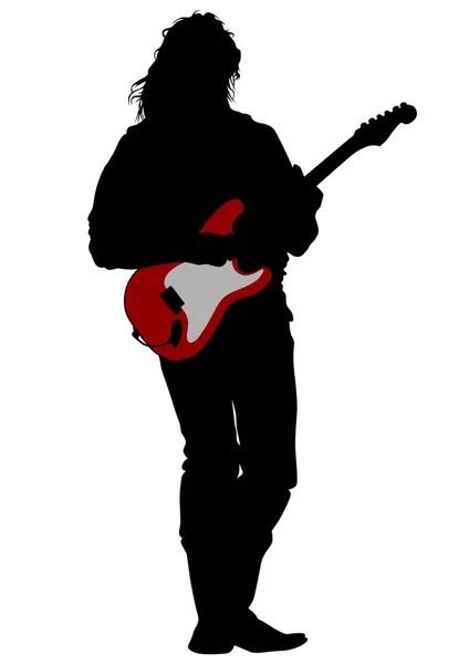 Gitarist man op witte achtergrond — Stockvector