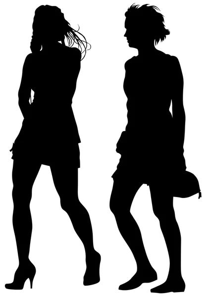 Hermosas mujeres en vestido — Vector de stock