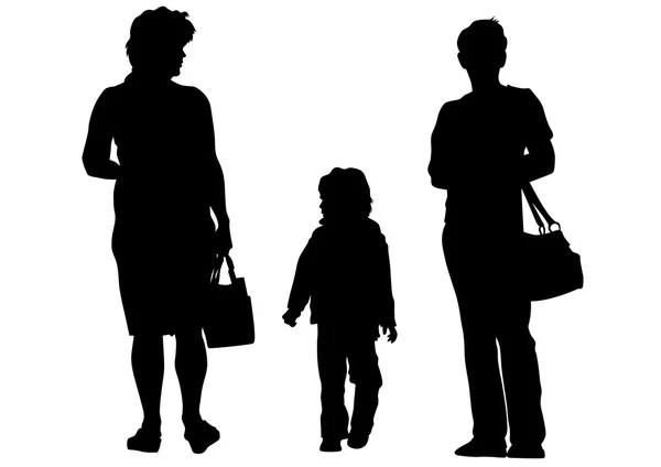 Familie whit barn på vit bakgrund — Stock vektor