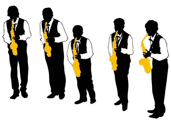 Jazz Saxophon Männer auf weißem Hintergrund — Stockvektor