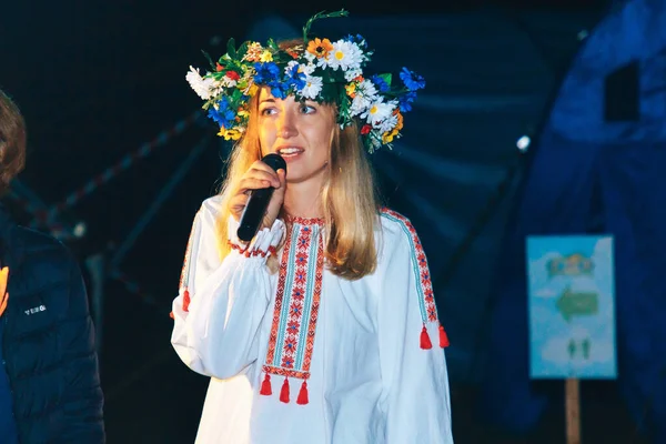 July 2019 Village Petrevichi Minsk Region Belarus Woman Folk Costume — Stock Photo, Image