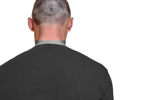 Person Standing His Back Isolated White Background Concept Black White — Stock Photo, Image