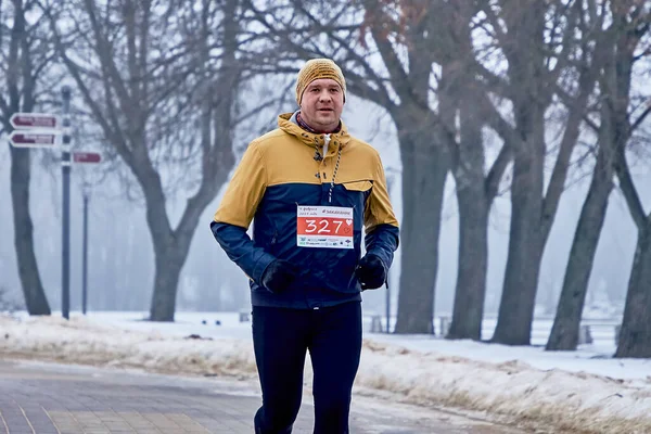 Febrero 2019 Minsk Bielorrusia Carrera Dedicada Febrero Participante Carrera Invierno — Foto de Stock