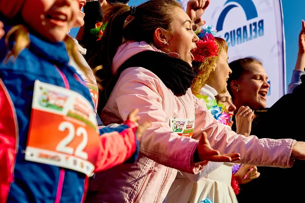 March 2019 Minsk Belarus Women Sing Emotionally Holiday — Stock Photo, Image