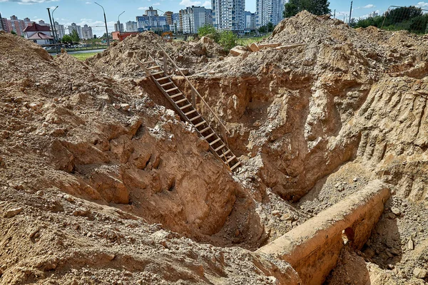 Bei Ausgrabungen Zusammenhang Mit Der Sanierung Der Wasserversorgung Wurde Graben — Stockfoto