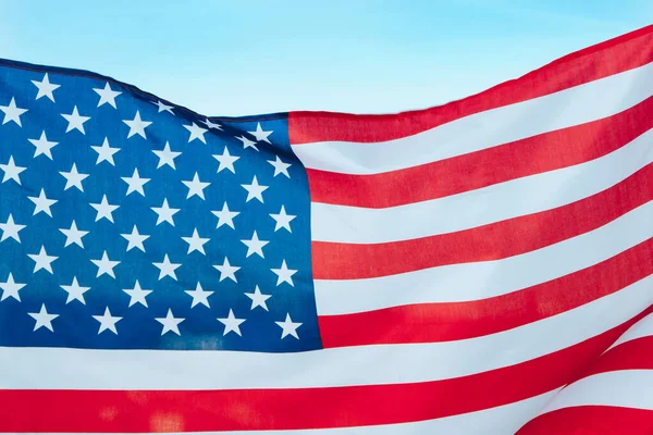 Bandera Americana Rayas Rojas Blancas Azules Con Cielo Azul Fondo — Foto de Stock
