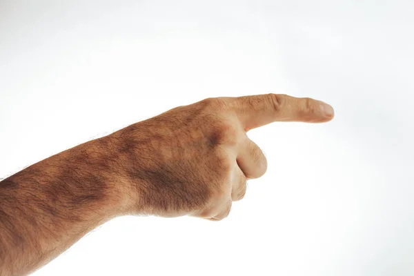 Uma Mão Com Punho Apertado Dedo Indicador Apontando Para Frente — Fotografia de Stock