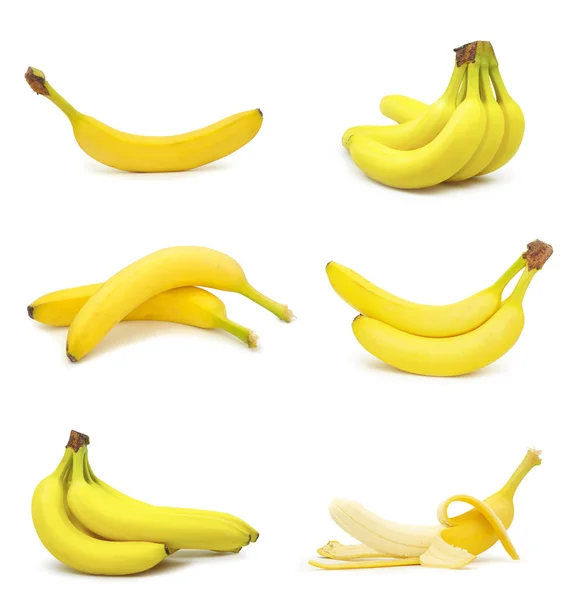 Gelbe Bananenfrüchte Auf Weißem Hintergrund — Stockfoto