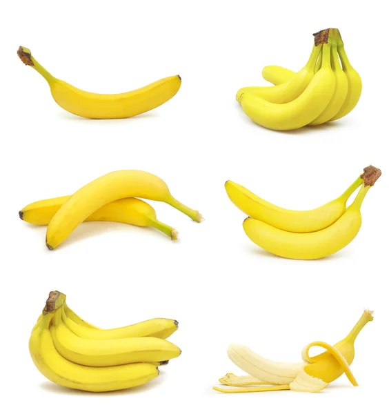 Frutas Amarillas Plátano Sobre Fondo Blanco —  Fotos de Stock
