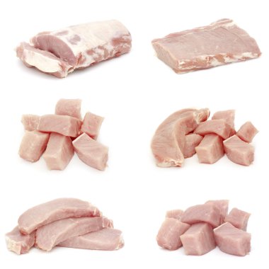 Beyaz arkaplanda izole edilmiş çiğ et