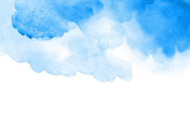 Beyaz üzerine izole edilmiş soyut mavi suluboya arkaplan