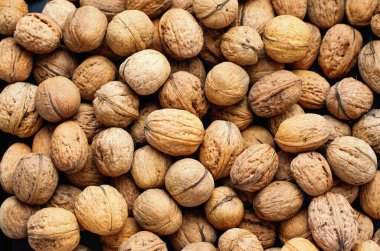 Tüm cevizlerin arkaplan dokusu olarak üst görünümü