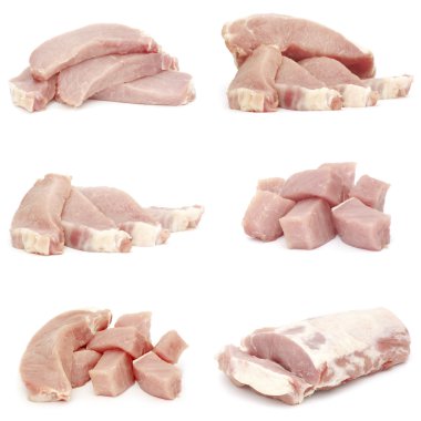 Beyaz arkaplanda izole edilmiş çiğ et