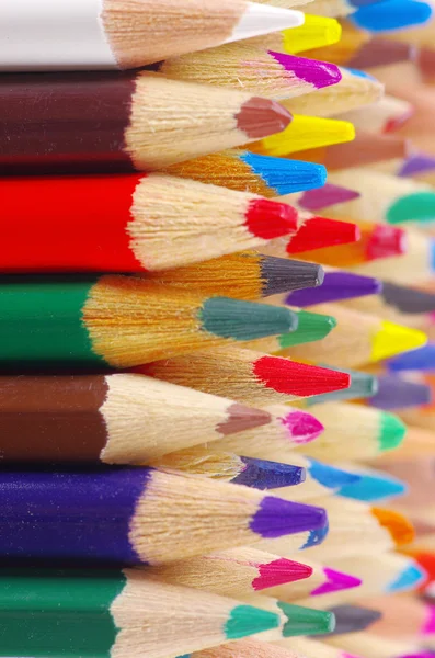 Pile Crayons Couleur Sur Fond Blanc — Photo