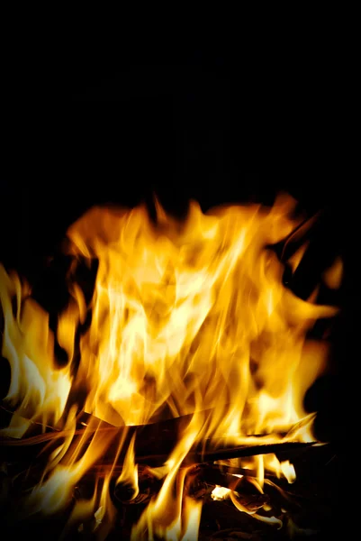 Fire Isolated Black — Stock Photo, Image