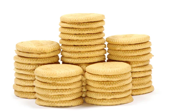 Montones Galletas Sobre Fondo Blanco — Foto de Stock