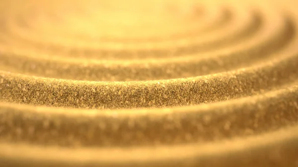 3d rendering of golden waves with golden glittering dust. Extremely shallow Depth of Field.