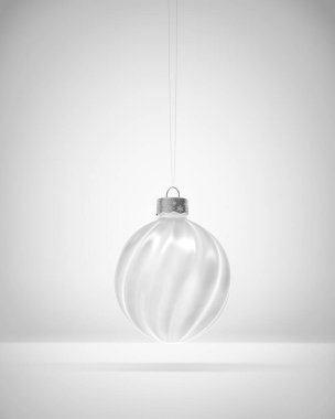 Sarkık, beyaz, kıvrımlı bir Noel süsü. Beyaz gölgeli arka plan. Noel dekorasyonu, neşeli atmosfer konsepti.