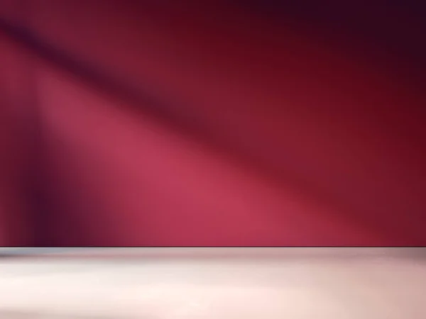 Representación Espacio Vacío Para Publicidad Suelo Madera Pared Roja Borgoña — Foto de Stock