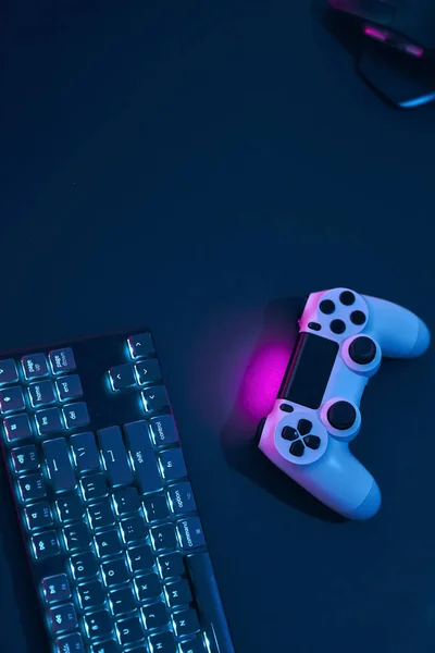 High Angle View Gaming Computer Input Devices Professional Computer Game — Stock Photo, Image
