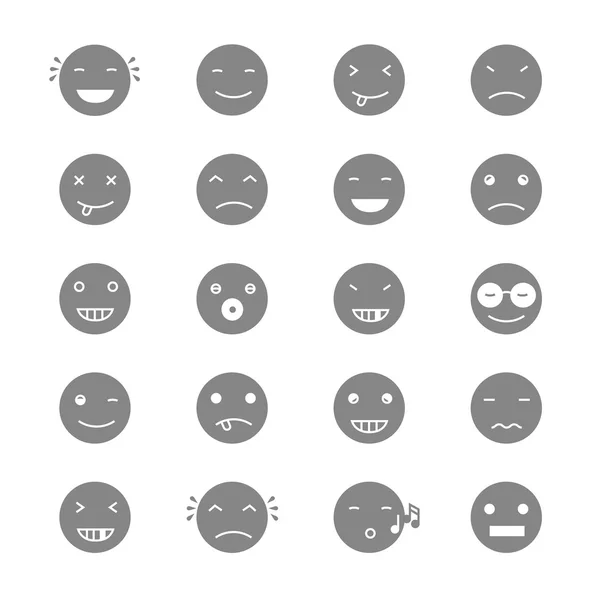 Conjunto de Emoticones monocromáticos — Vector de stock