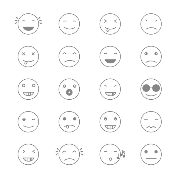 Conjunto de Emoticones monocromáticos — Vector de stock