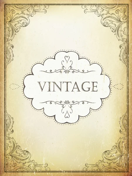 Rótulo vintage com moldura ornamental — Vetor de Stock