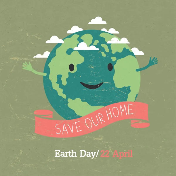 Винтажный постер Дня Земли . — стоковый вектор