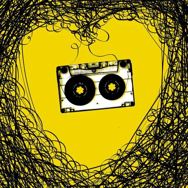 Ilustración conceptual con audiocassette — Vector de stock