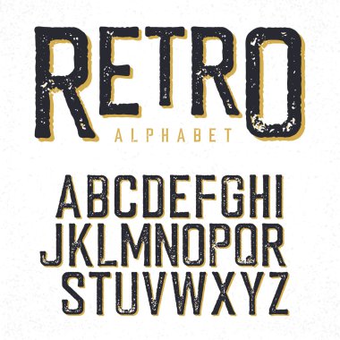 Retro yazı. Damgalı alfabesi