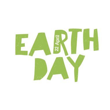 Dünya günü logosu. 22 Nisan metin. 