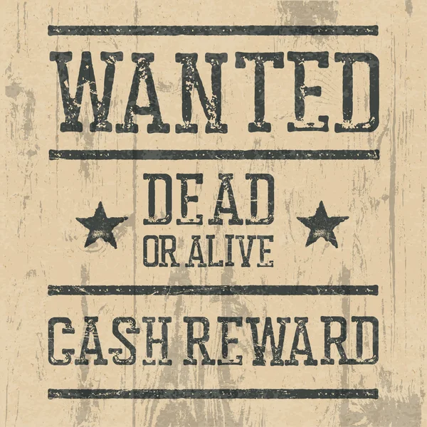 "Wanted" poster. Design template — Stock Vector