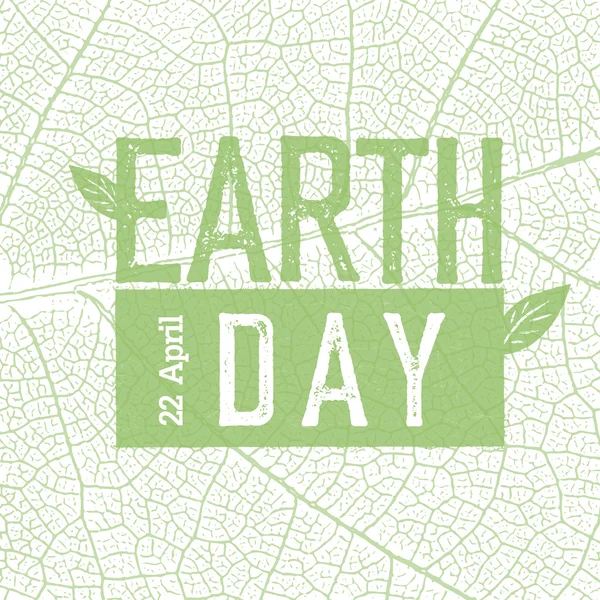 Logo du Jour de la Terre sur feuille verte — Image vectorielle