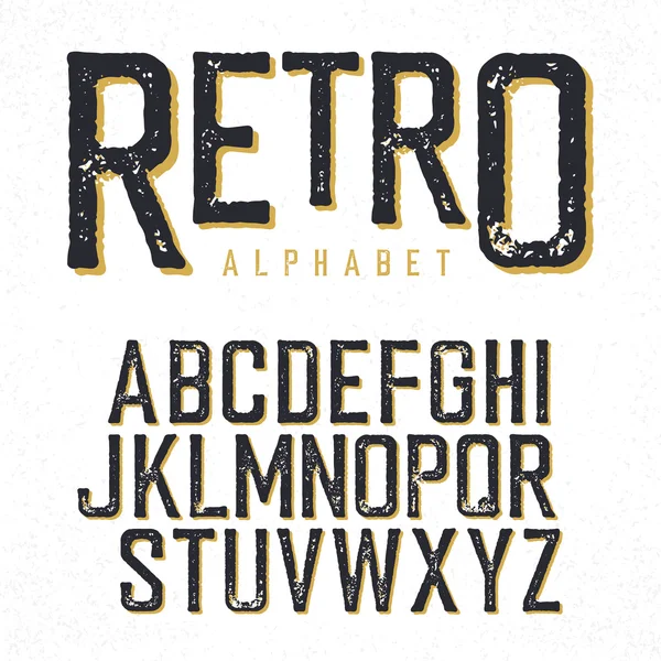 Une police de caractères rétro. Alphabet timbré — Image vectorielle