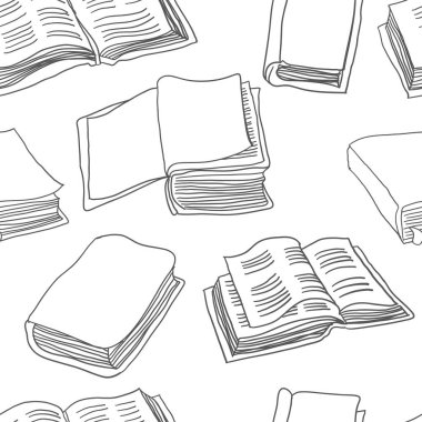 Kitaplar kusursuz desen. Eğitim temalı vektör arkaplanı