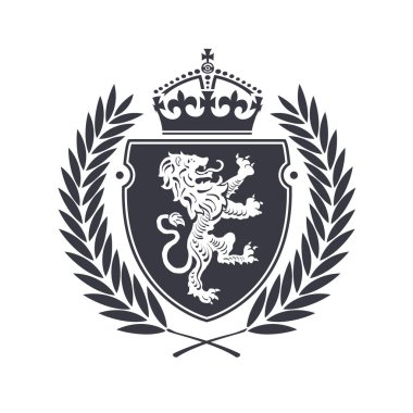 Hanedan aslanı silueti olan Arms paltosu bir ödül, başarı, habercilik, asalet tasvir ediyor. Beyaz arkaplanda izole