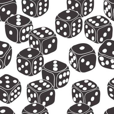 Dice doodle kusursuz desen. Oyun tema vektörü arkaplanı