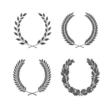 Bir ödülü, başarıyı, haberciliği, asaleti tasvir eden farklı siyah ve beyaz yuvarlak çelenkler.. 