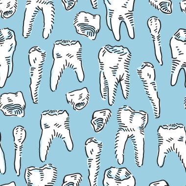 Beyaz dişsiz vektör arkaplanı. Tıbbi tema deseni.