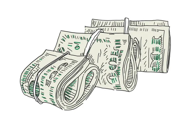 Fasci Denaro Illustrazione Vettoriale Delle Banconote — Vettoriale Stock