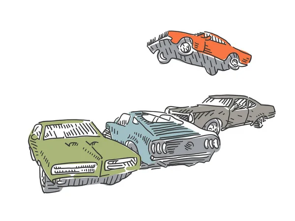 Muscle Cars Vintage Vetor Ilustração Velho Temporizador Retro Carro Vetor — Vetor de Stock