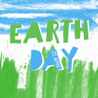 Dünya Günü posteri, 22 Nisan. Soyut doğa arka planı - yeşil ve mavi. 