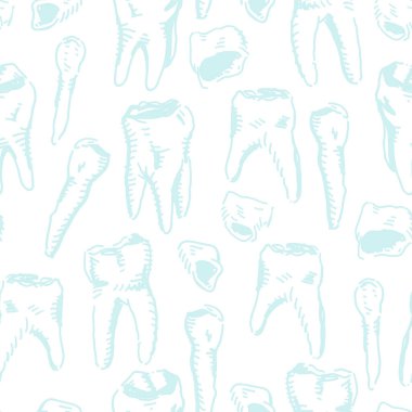 Dişsiz mavi vektör arkaplanı. Stomatoloji tema deseni.