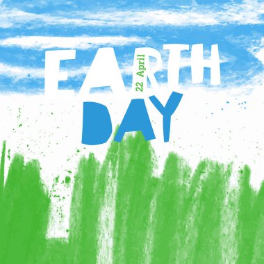 Dünya Günü posteri, 22 Nisan. Soyut doğa arka planı - yeşil ve mavi. 