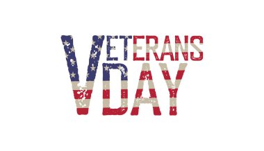 Gaziler Günü. Bayrak arka planında Grunge kelimesi işareti var. Vektör illüstrasyonu