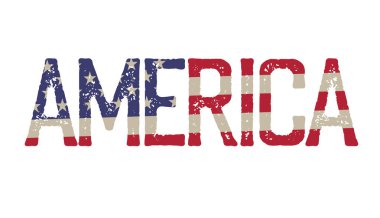 Amerika. Grunge kelime işareti. Vektör illüstrasyonu